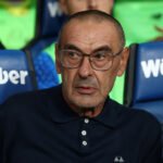 BERGAMO, ITALY - AUGUST 23: Maurizio Sarri, Head Coach of Atalanta looks on before the Serie A match between Atalanta BC and US Sassuolo at Stadio Atleti Azzurri d