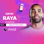 Gráfico del premio a la mejor parada de septiembre de David Raya ante el Sunderland